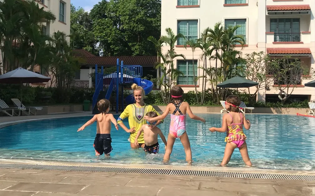Fun swimming lesson with teacher in Hanoi